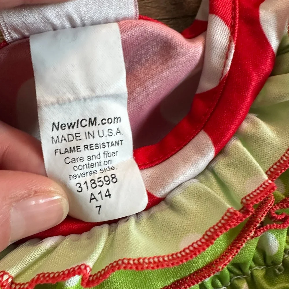 Girls Laura Dare Nightgown Size 7 Red Green Polka Dot Ruffle